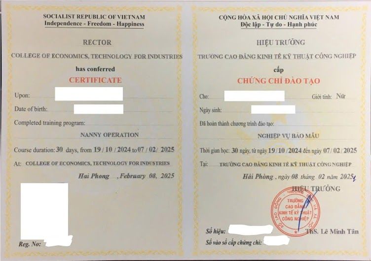 Lấy Chứng Chỉ Bảo Mẫu Nhanh - Dễ Dàng Xin Việc Trong Nước & Quốc Tế